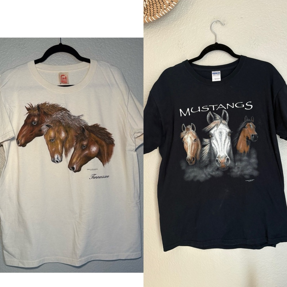 Vintage 90s Horses Tennessee Graphic Tee Shirt Made In USA 100% Cotton